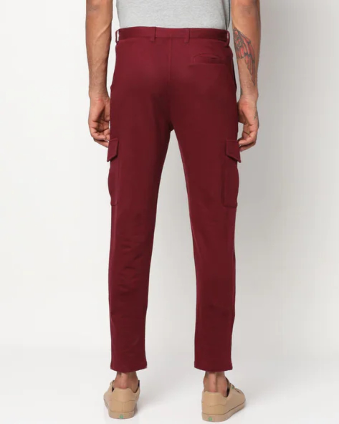 Shop Men's Maroon Tapered Fit Chinos-Back