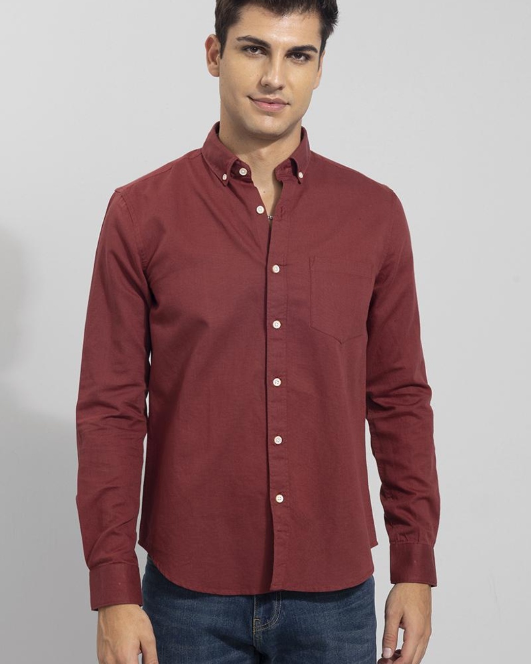 Shop Men's Maroon Trig Slim Fit Shirt-Back