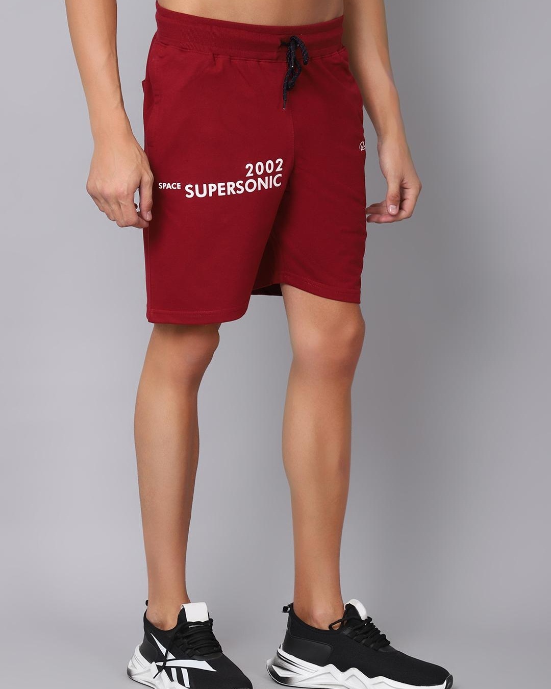 Shop Men's Maroon Typography Slim Fit Shorts-Back