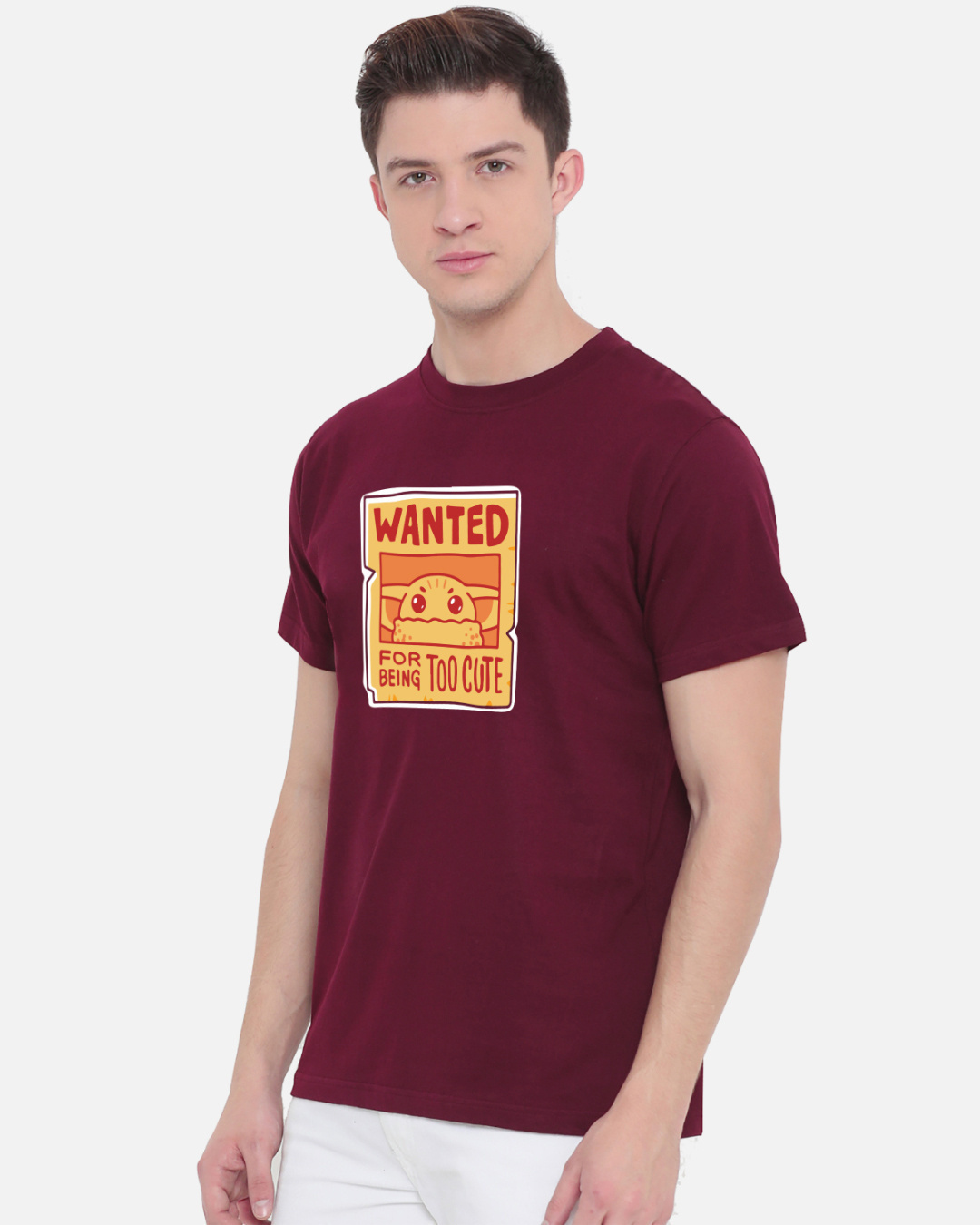 Shop Men's Maroon Wanted for Being Too Cute Graphic Printed T-shirt-Back