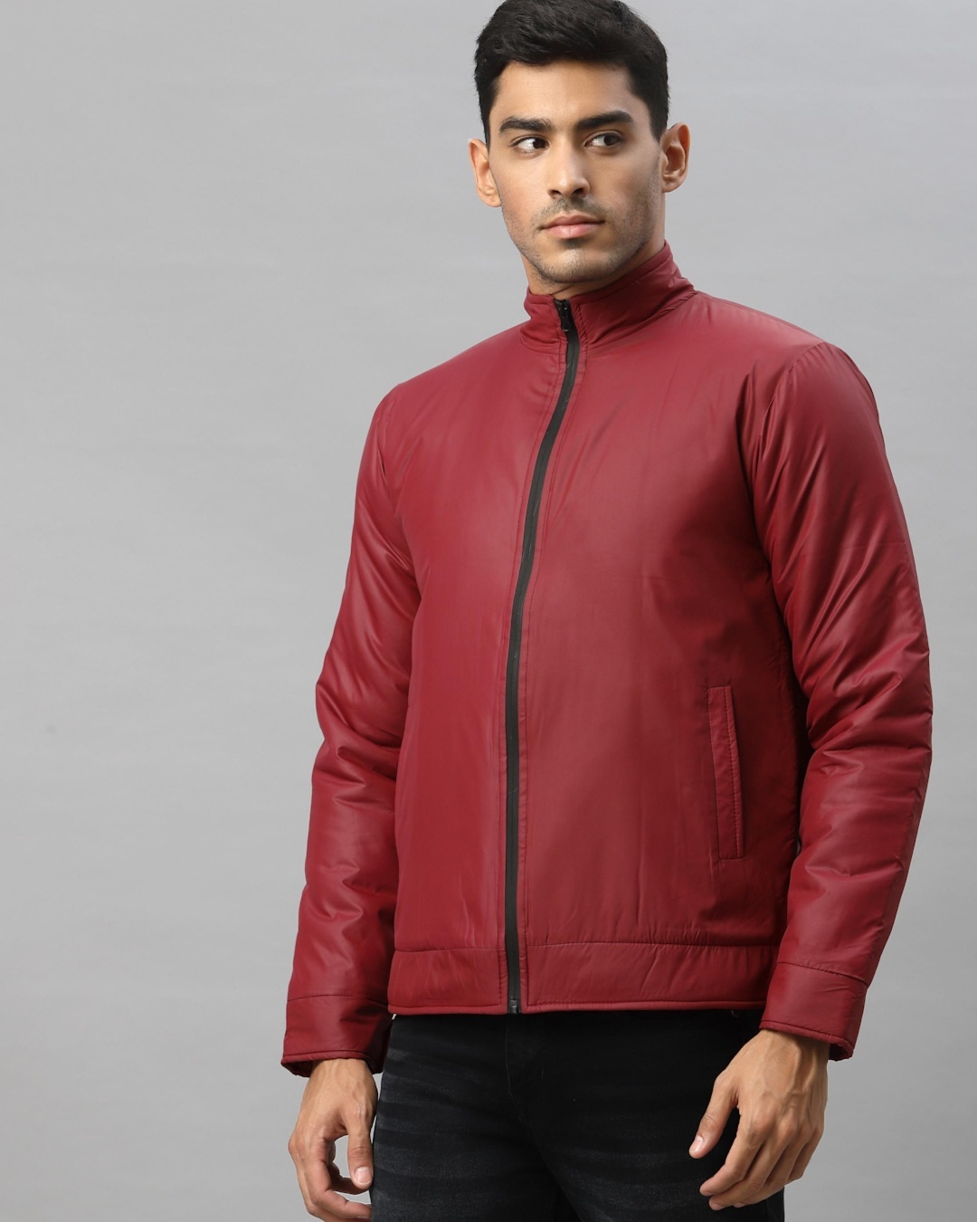 Shop Men's Maroon Zipped Jacket-Back