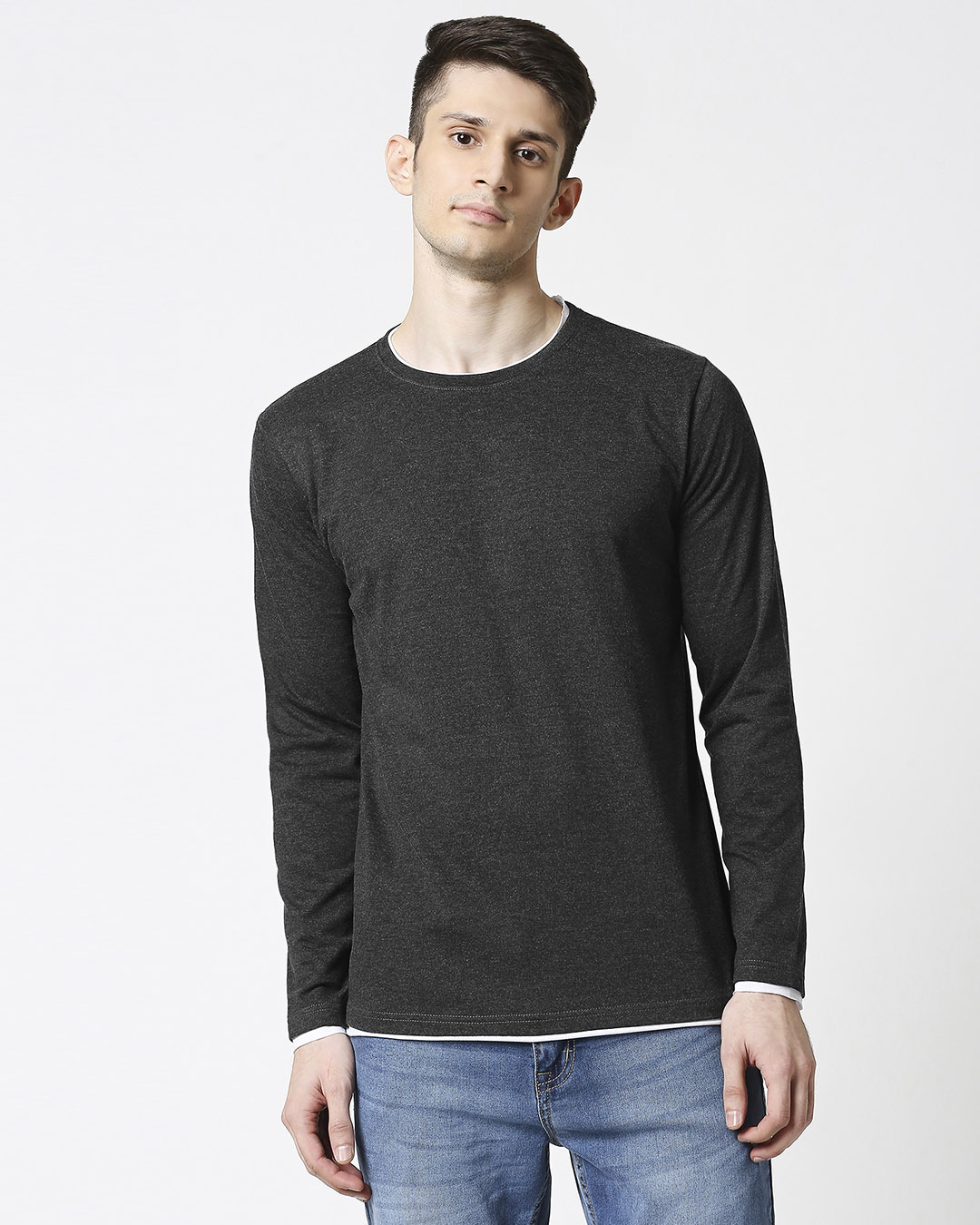 Shop Men's Melange Full Sleeves T-shirt-Back