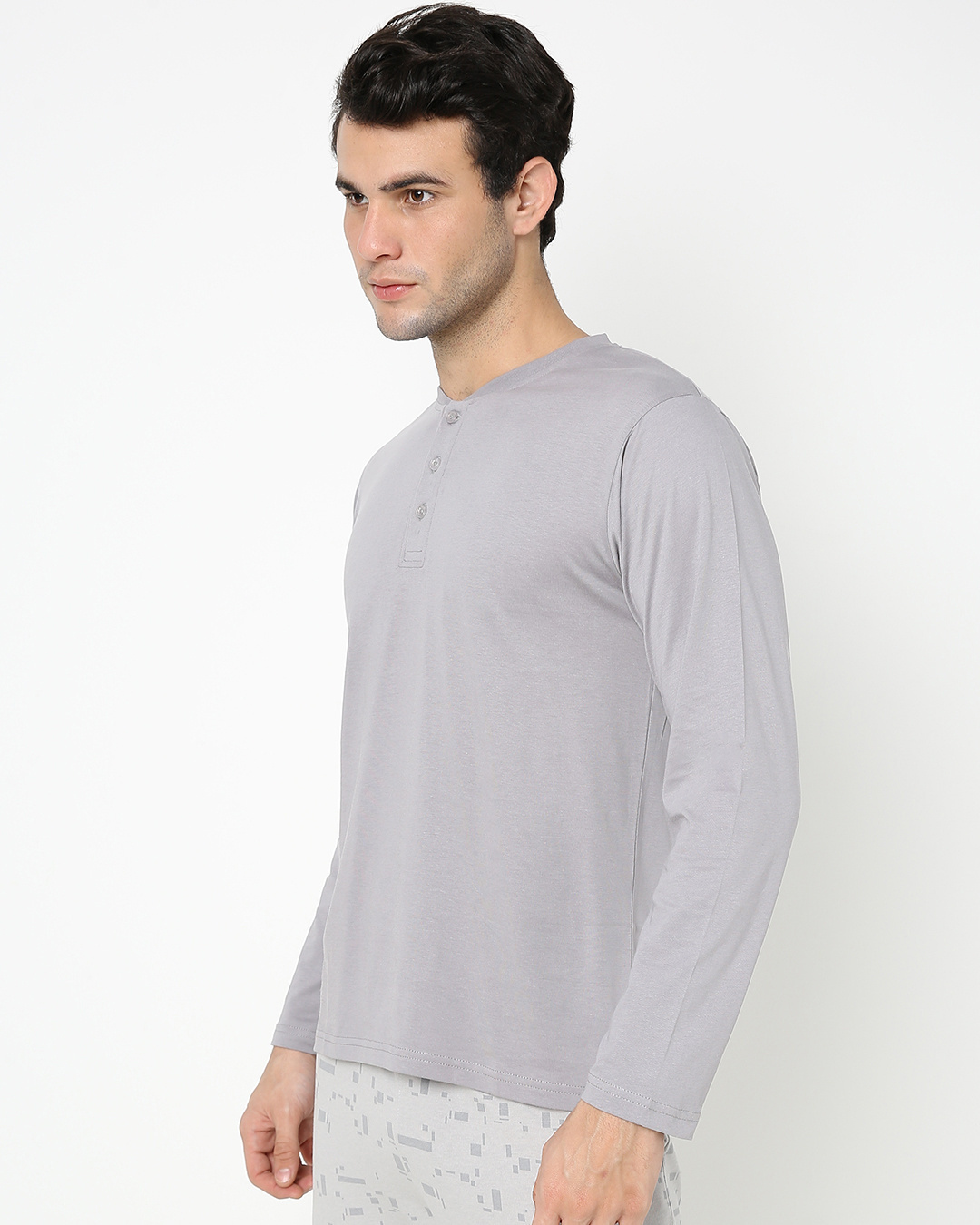 Shop Men's Meteor Grey Full Sleeve Henley T-shirt-Back