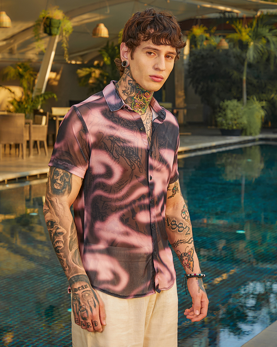 Shop Men's Midnight Black & Violet Purple Tie & Dye Shirt-Back
