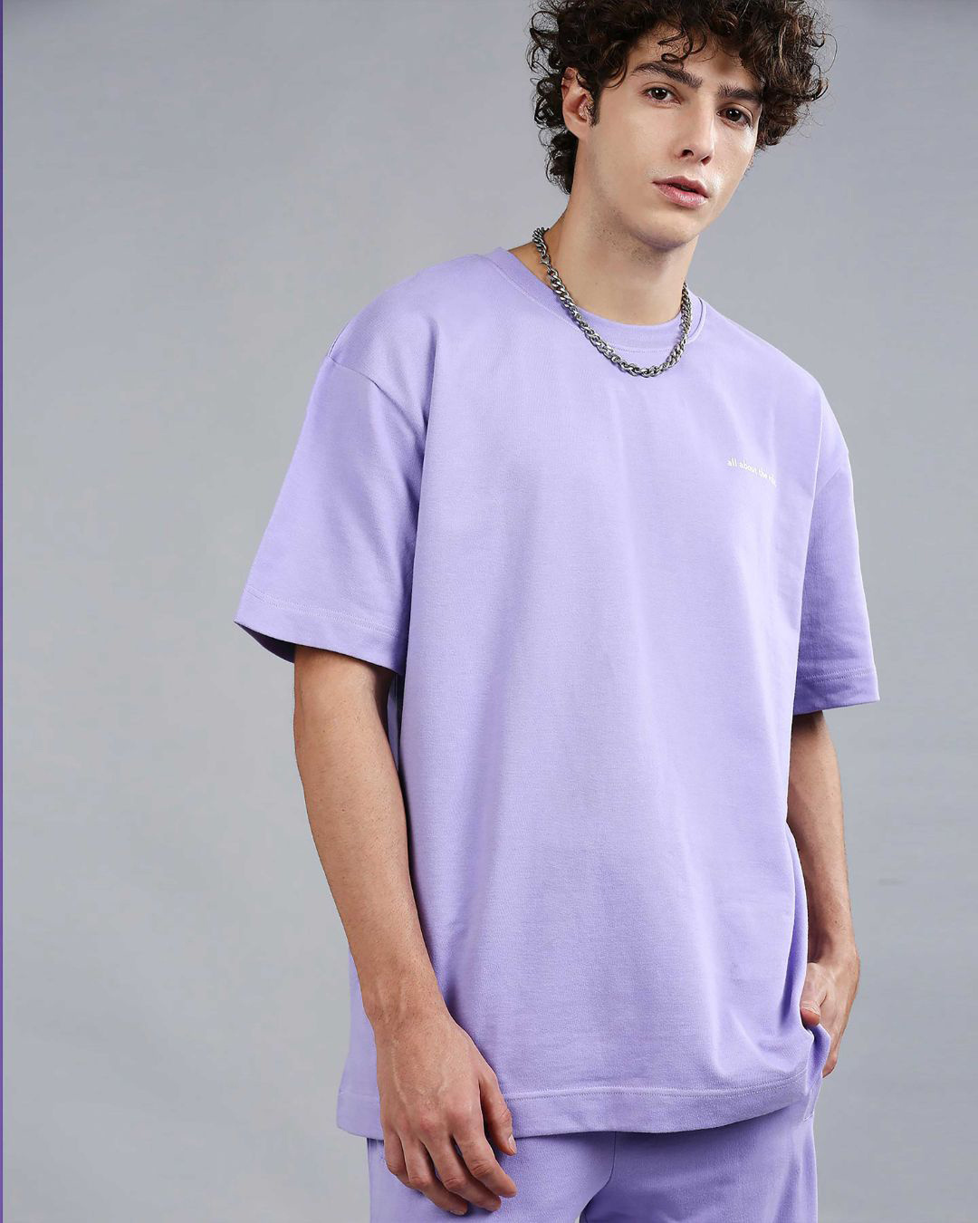 Shop Men's Purple Super Loose Fit T-shirt-Back