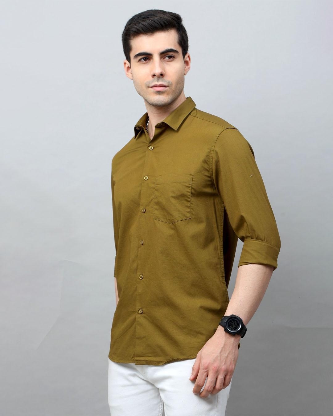 Shop Men's Moss Green Slim Fit Shirt-Back