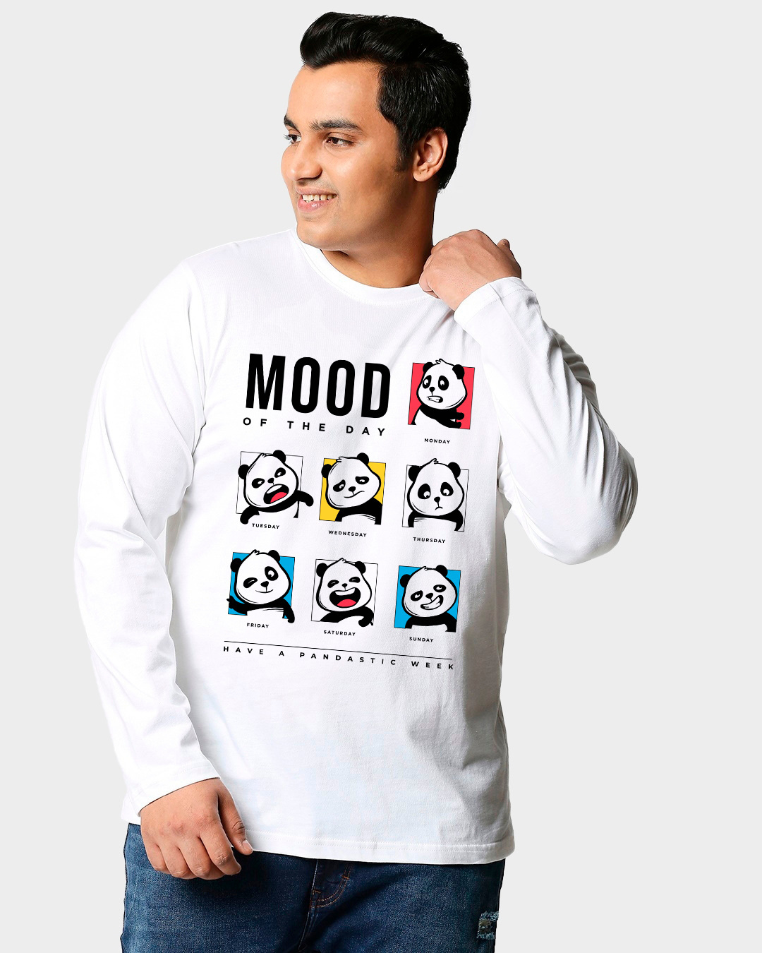 Buy Mens White Motd Panda Graphic Printed Plus Size T Shirt Online At Bewakoof 