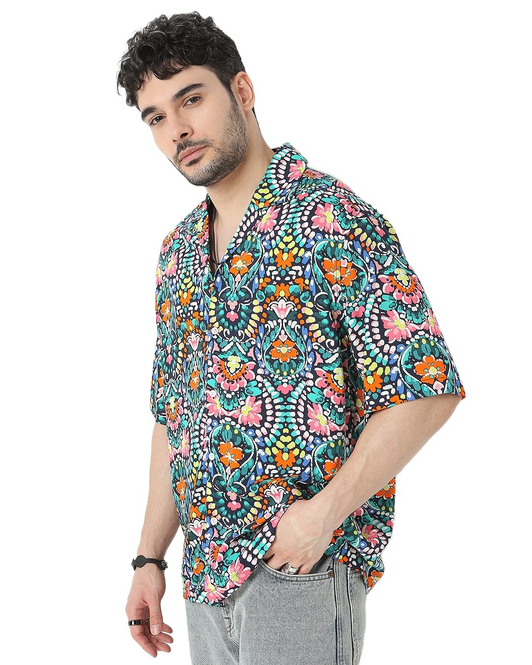 Shop Men's Multicolor All Over Floral Printed Relaxed Fit Shirt-Back