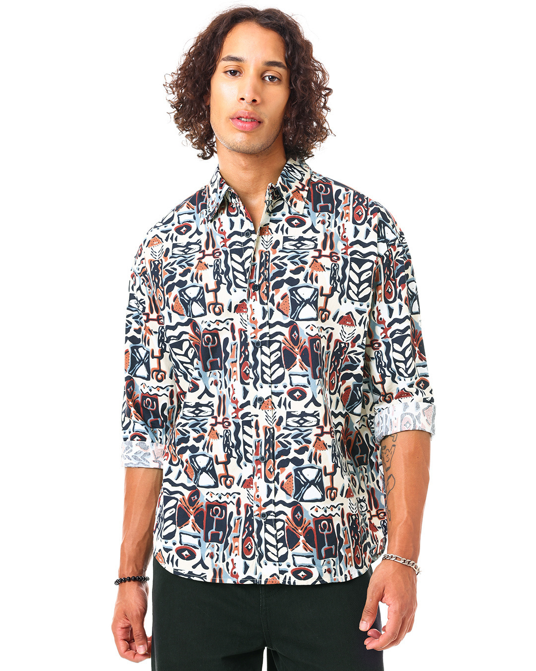 Shop Men's Multicolor All Over Printed Oversized Shirt-Back