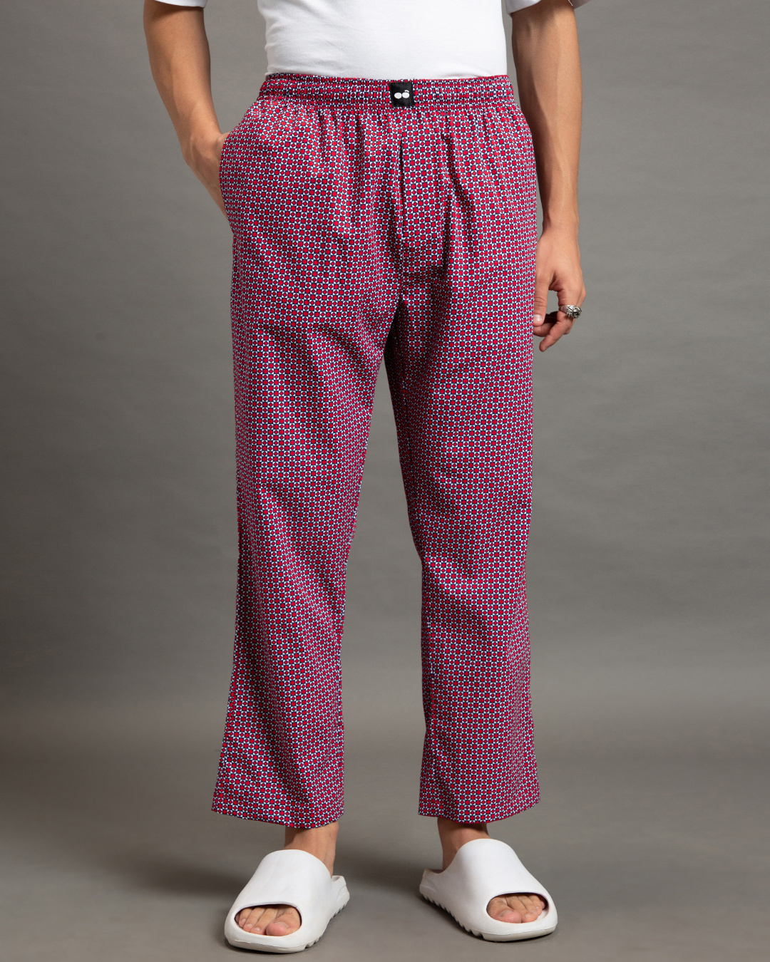 Shop Men's Pink All Over Printed Pyjamas-Back
