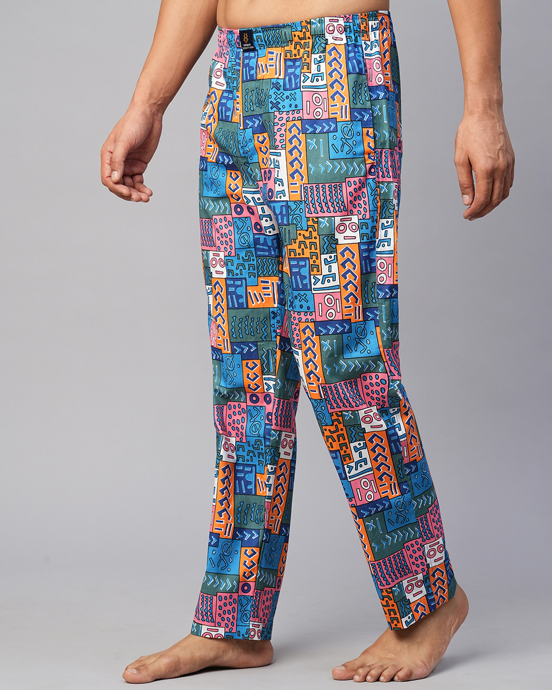 Shop Men's Multicolor All Over Printed Pyjamas-Back