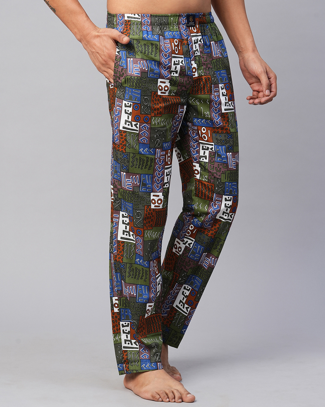 Shop Men's Multicolor All Over Printed Pyjamas-Back