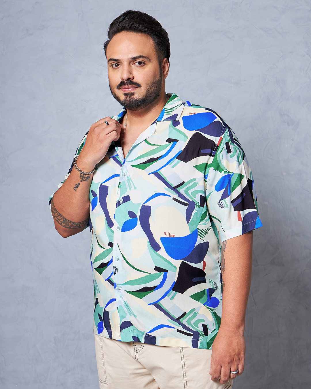 Shop Men's Multicolor All Over Printed Plus Size Shirt-Back