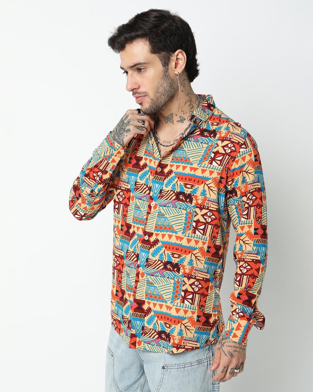 Shop Men's Multicolor Aztec Printed Shirt-Back