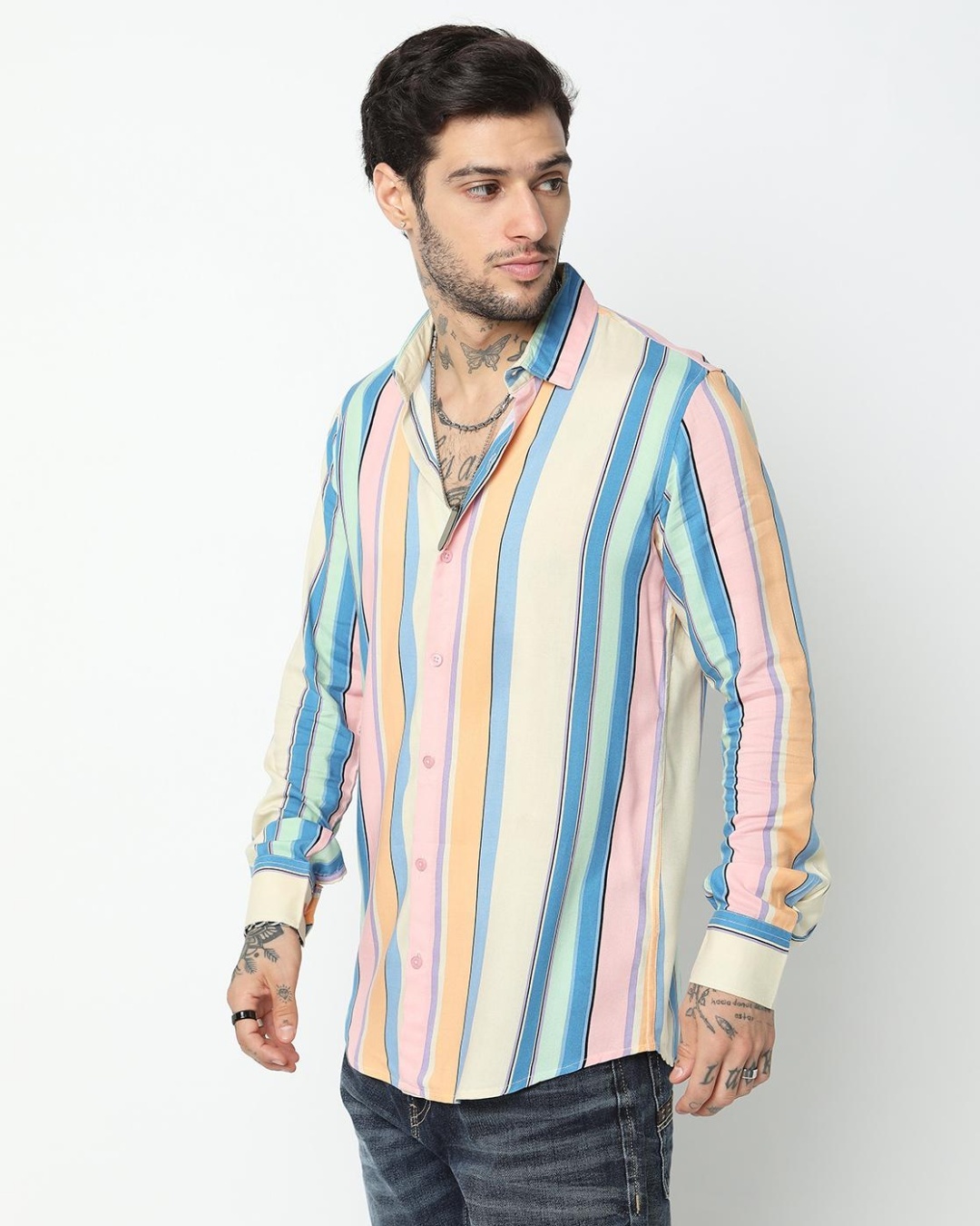 Buy Men's Multicolor Balanced Striped Shirt Online at Bewakoof