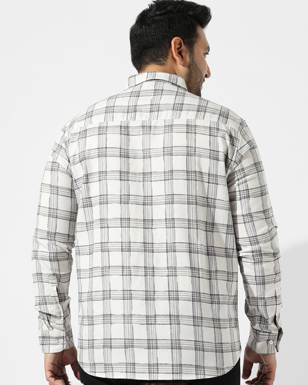 Shop Men's Multicolor Checked Plus Size Shirt-Back