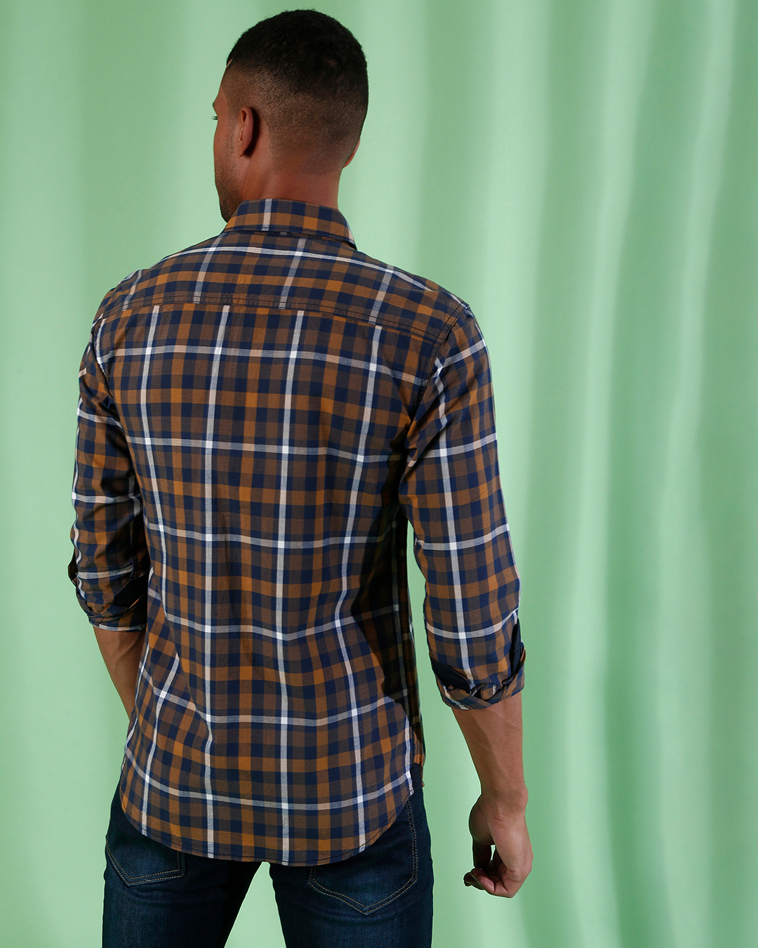 Shop Men's Multicolor Checkered Regular Fit Shirt-Back