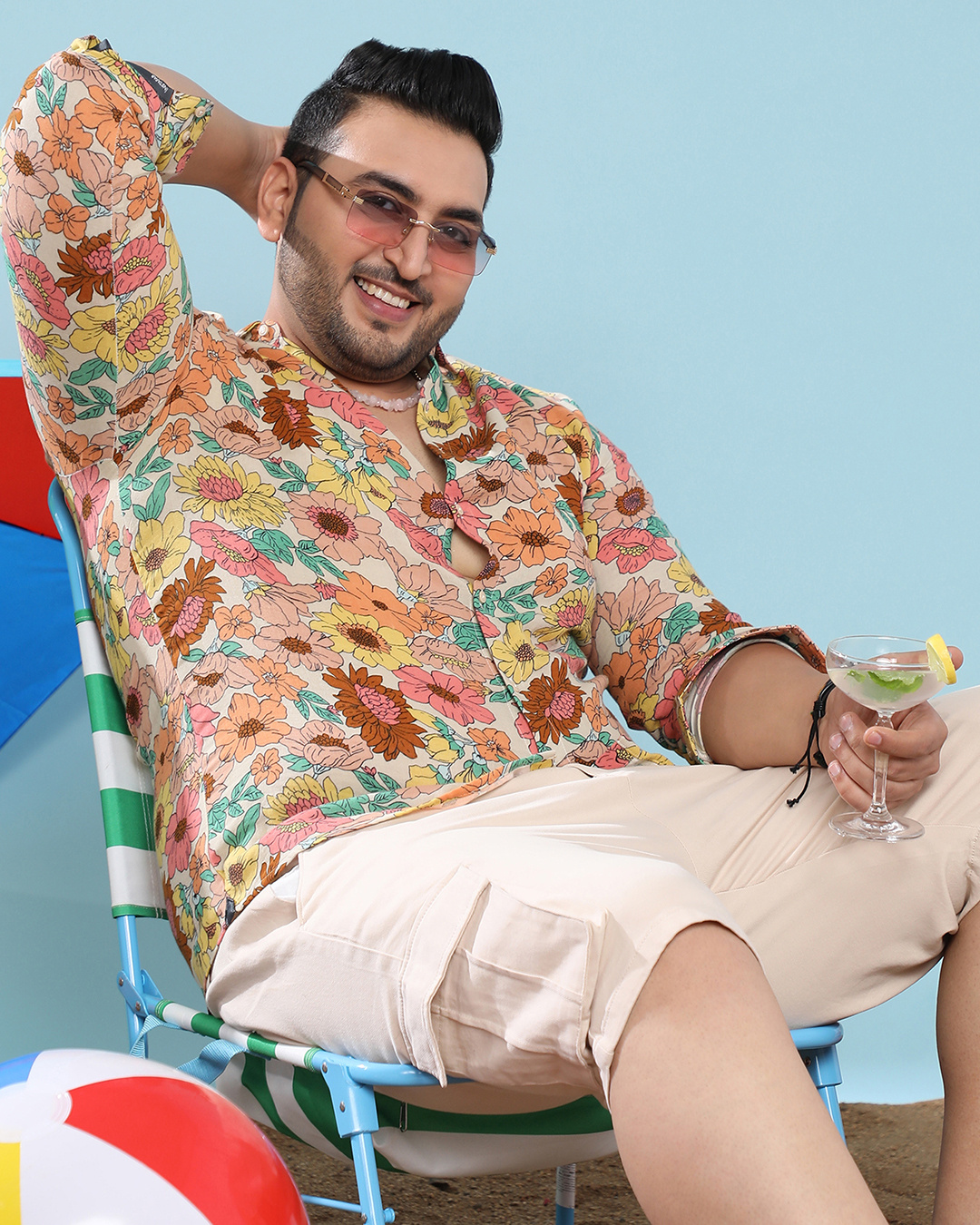 buy-men-s-peach-floral-cluster-printed-oversized-plus-size-shirt-online