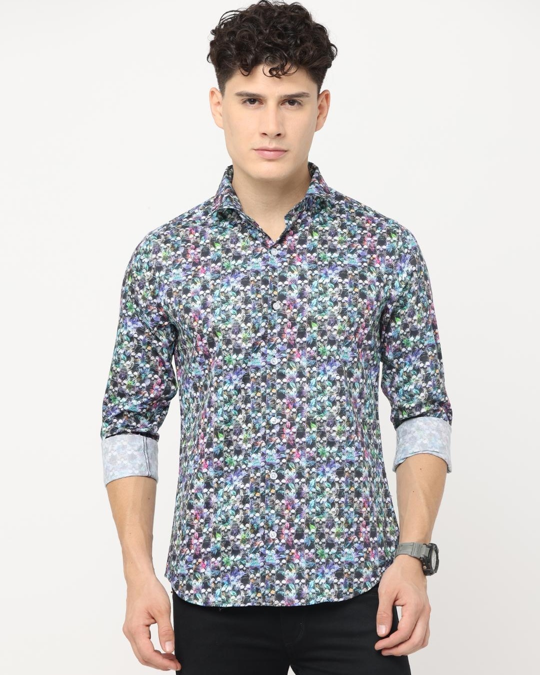 Buy Mens Multicolor Printed Slim Fit Shirt Online At Bewakoof 9598