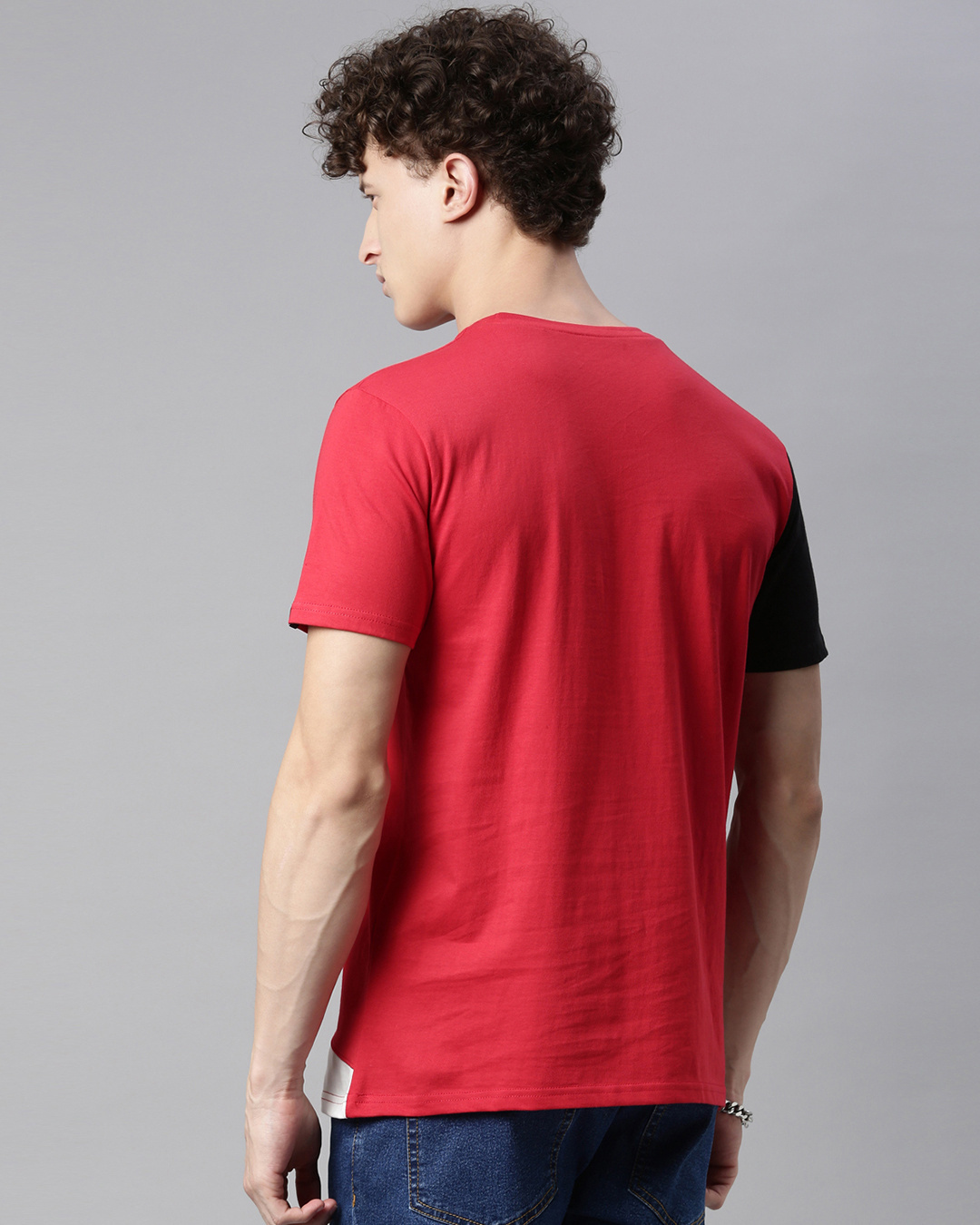 Shop Men's Multicolor Regular Fit Color Bloc T-shirt-Back