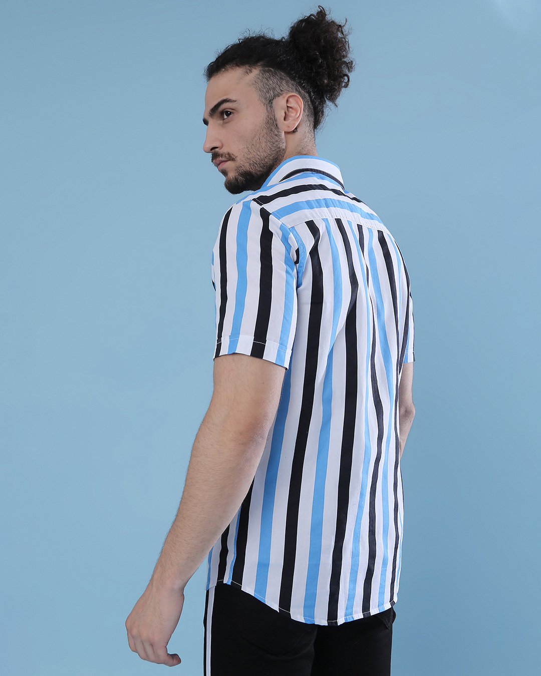 Shop Men's Multicolor Striped Regular Fit Shirt-Back