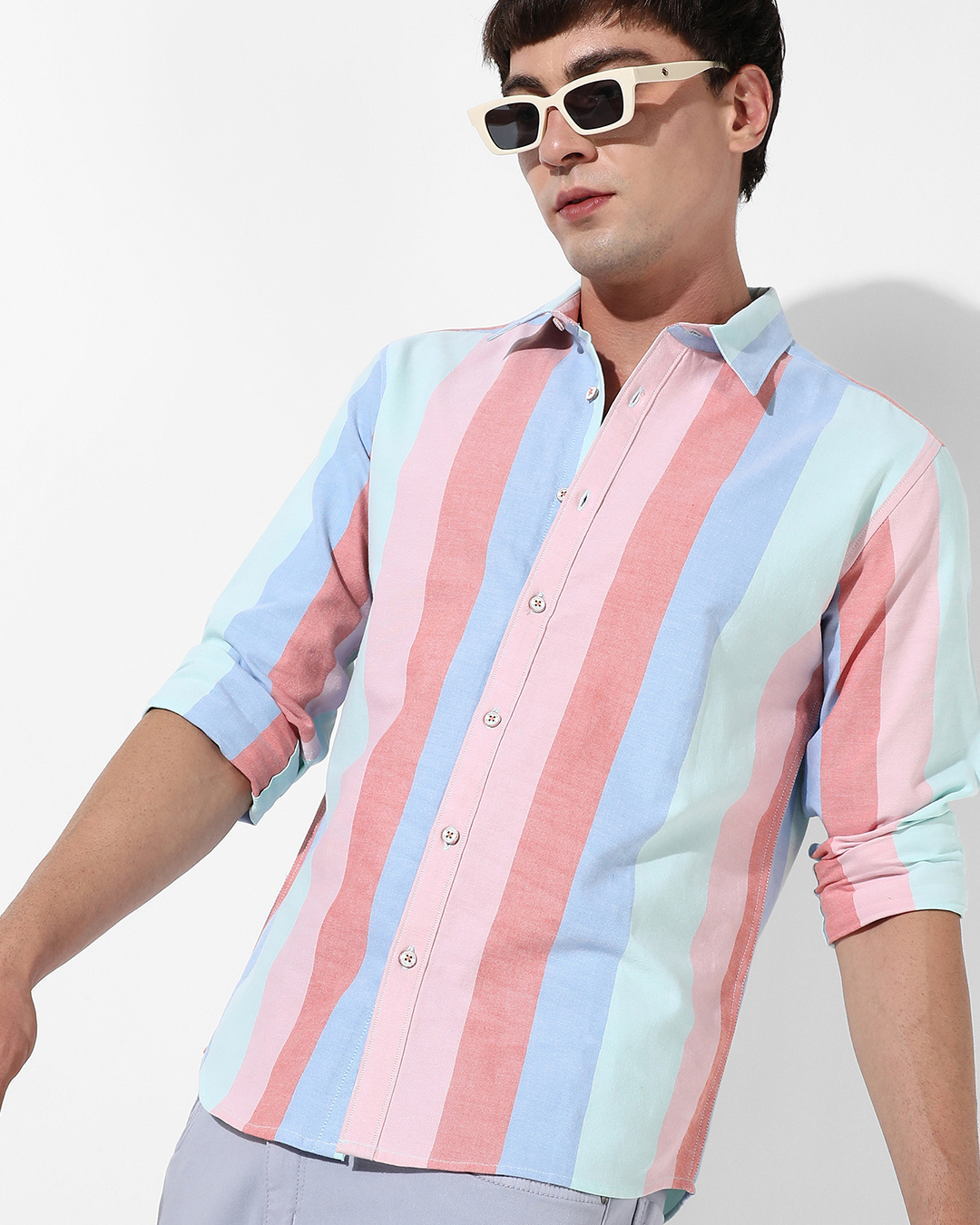 Buy Mens Multicolor Striped Shirt Online At Bewakoof 5239