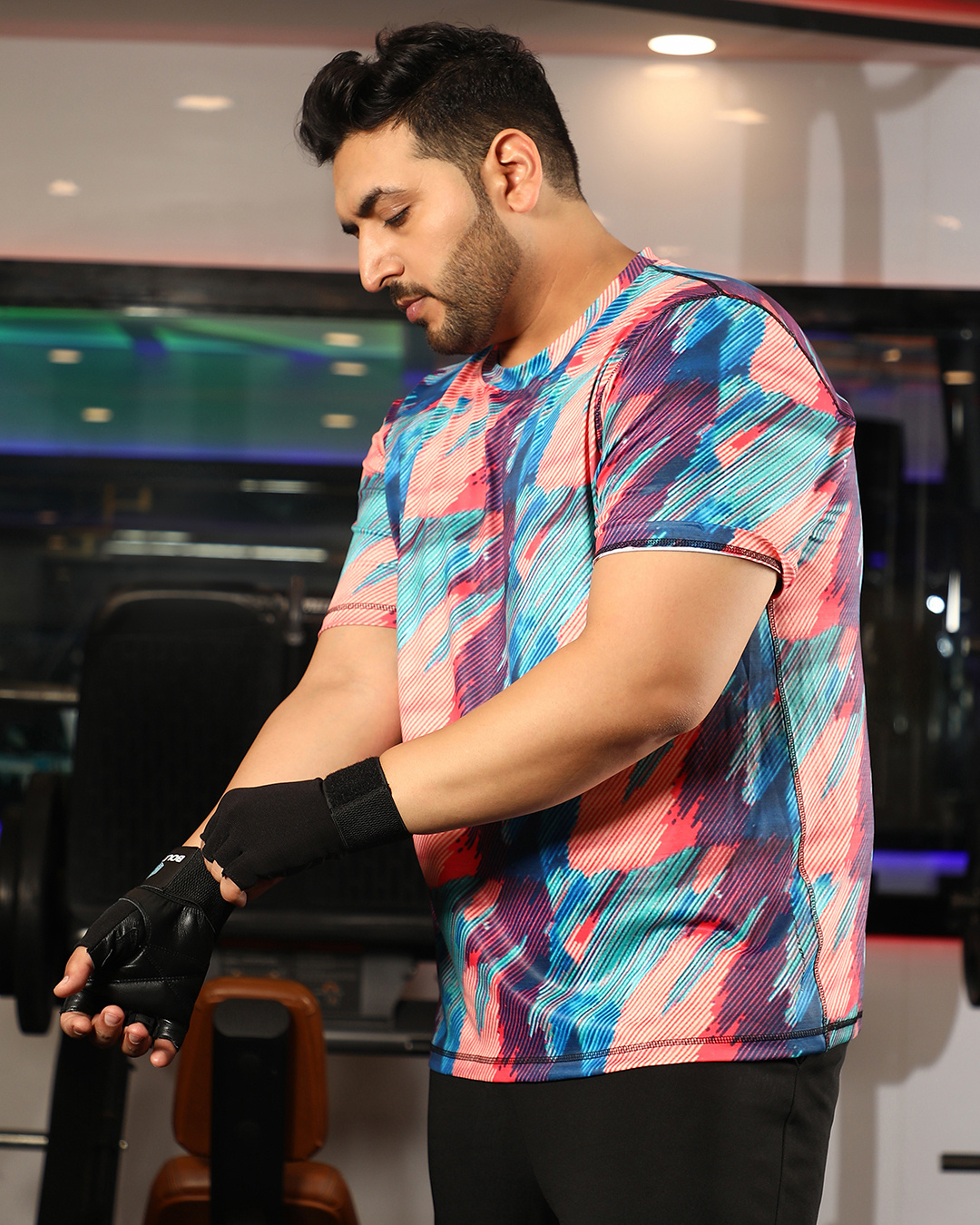 Shop Men's Multicolor Abstract Printed Oversized Plus Size T-shirt-Back