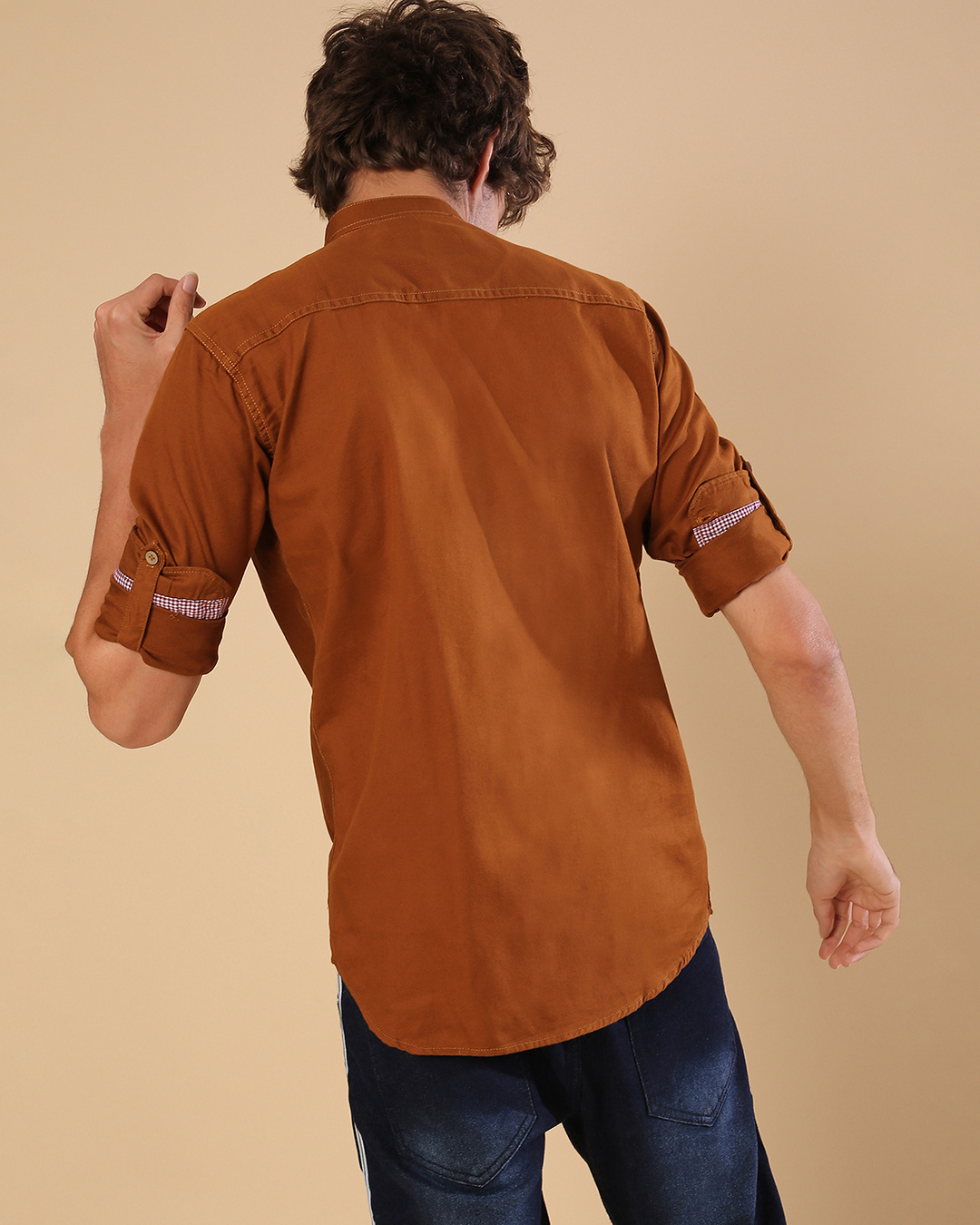 Shop Men's Mustard Brown Regular Fit Shirt-Back