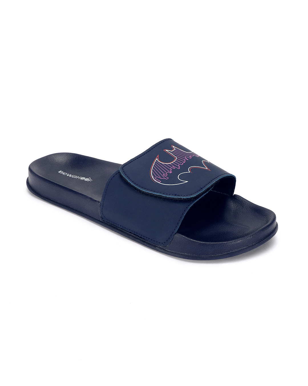 Shop Men's Navy Blue Batman Techno Velcro Sliders-Back