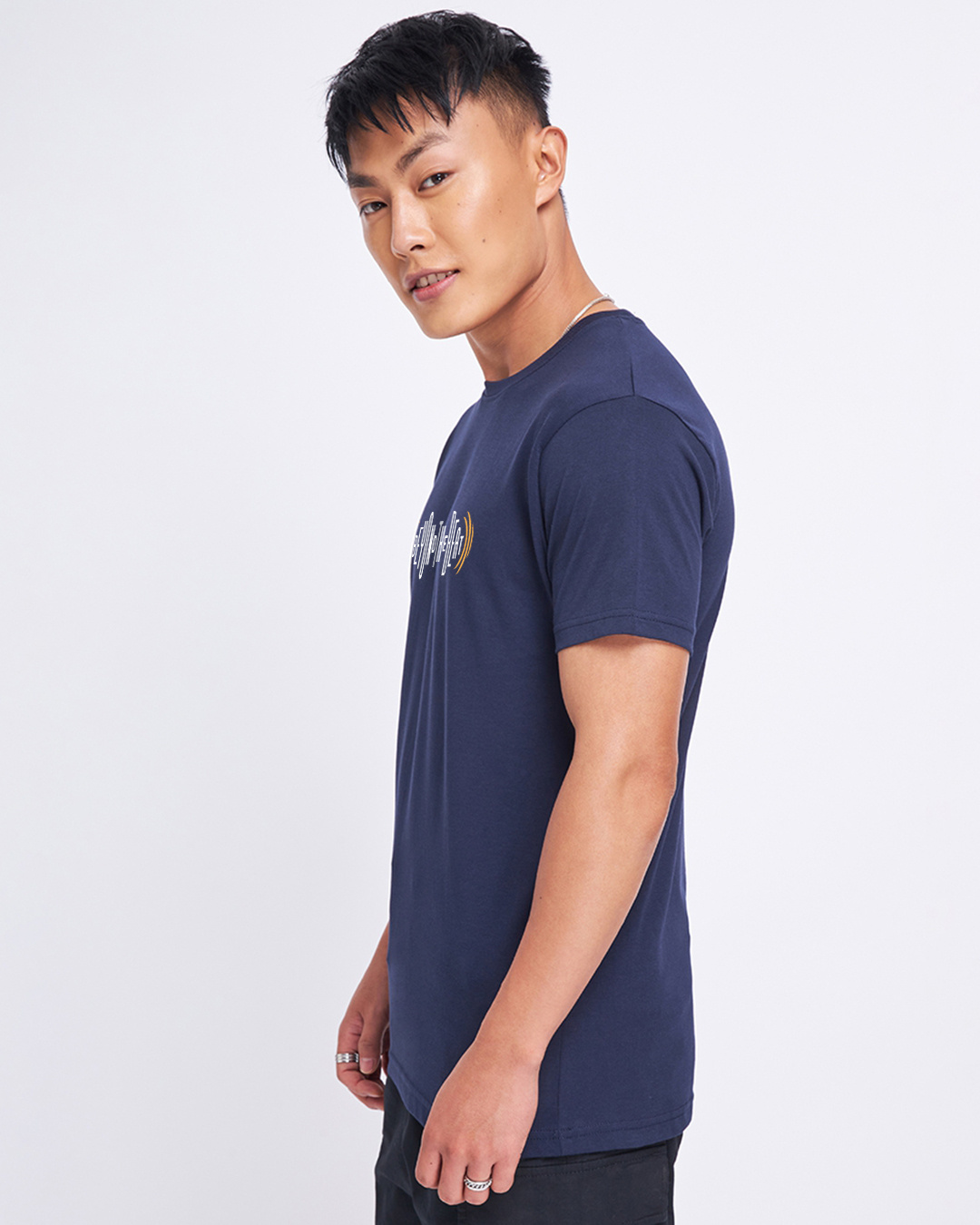 Shop Men's Navy Blue Beyond The Beat Typography T-shirt-Back