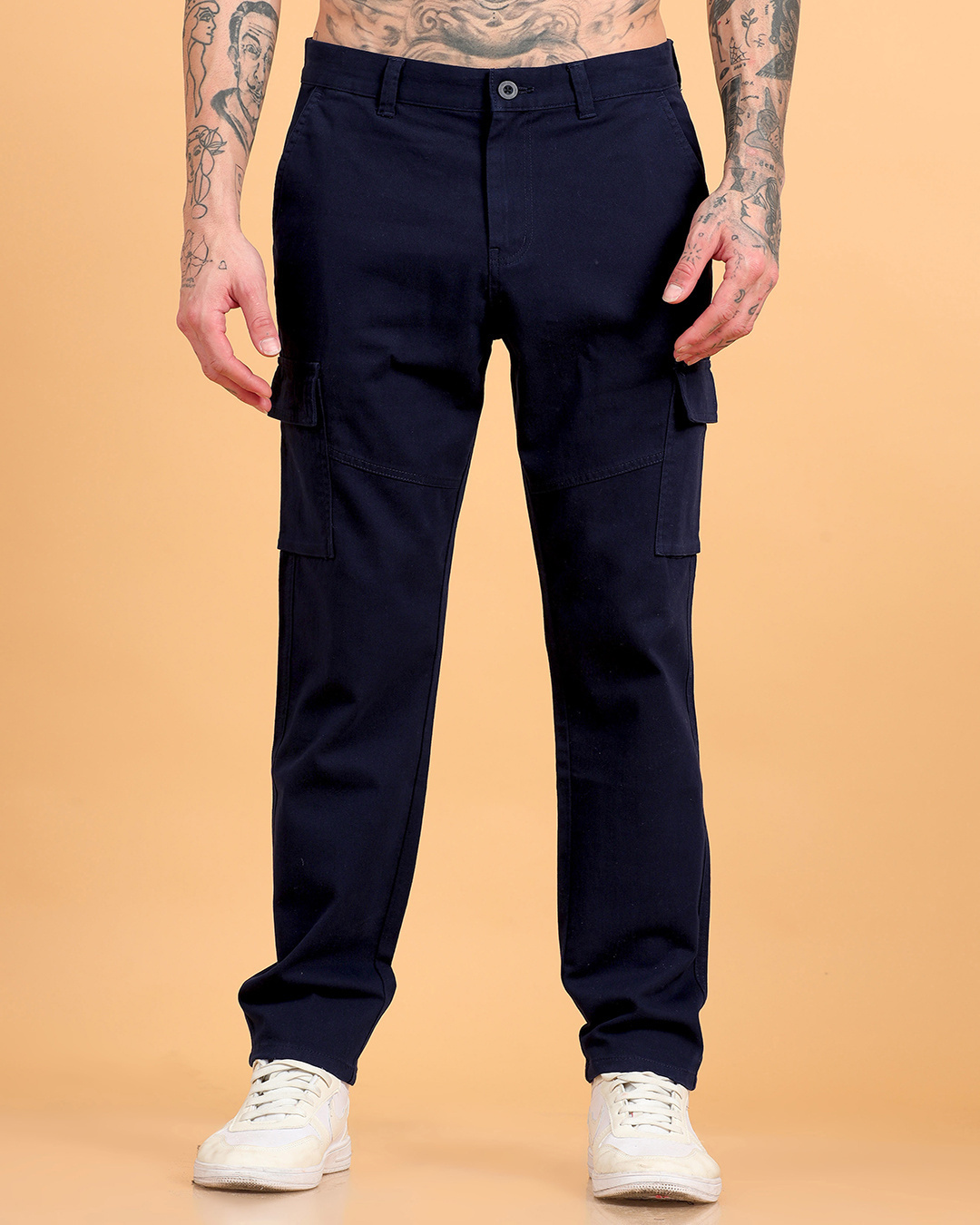 Shop Men's Navy Blue Cargo Pants-Back
