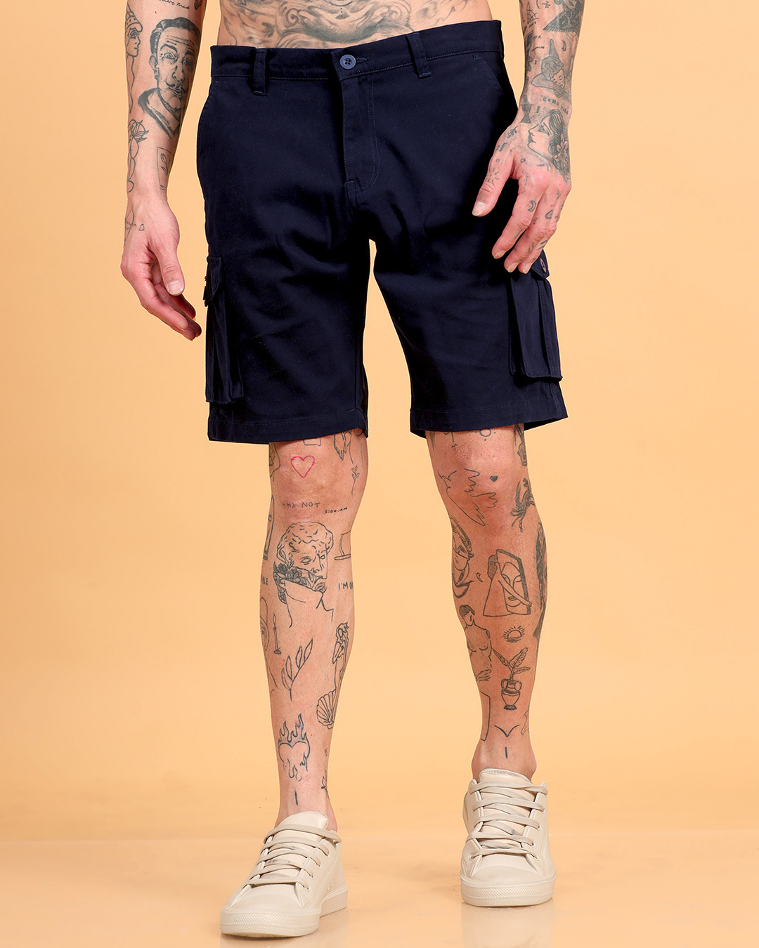 Shop Men's Navy Blue Cargo Shorts-Back