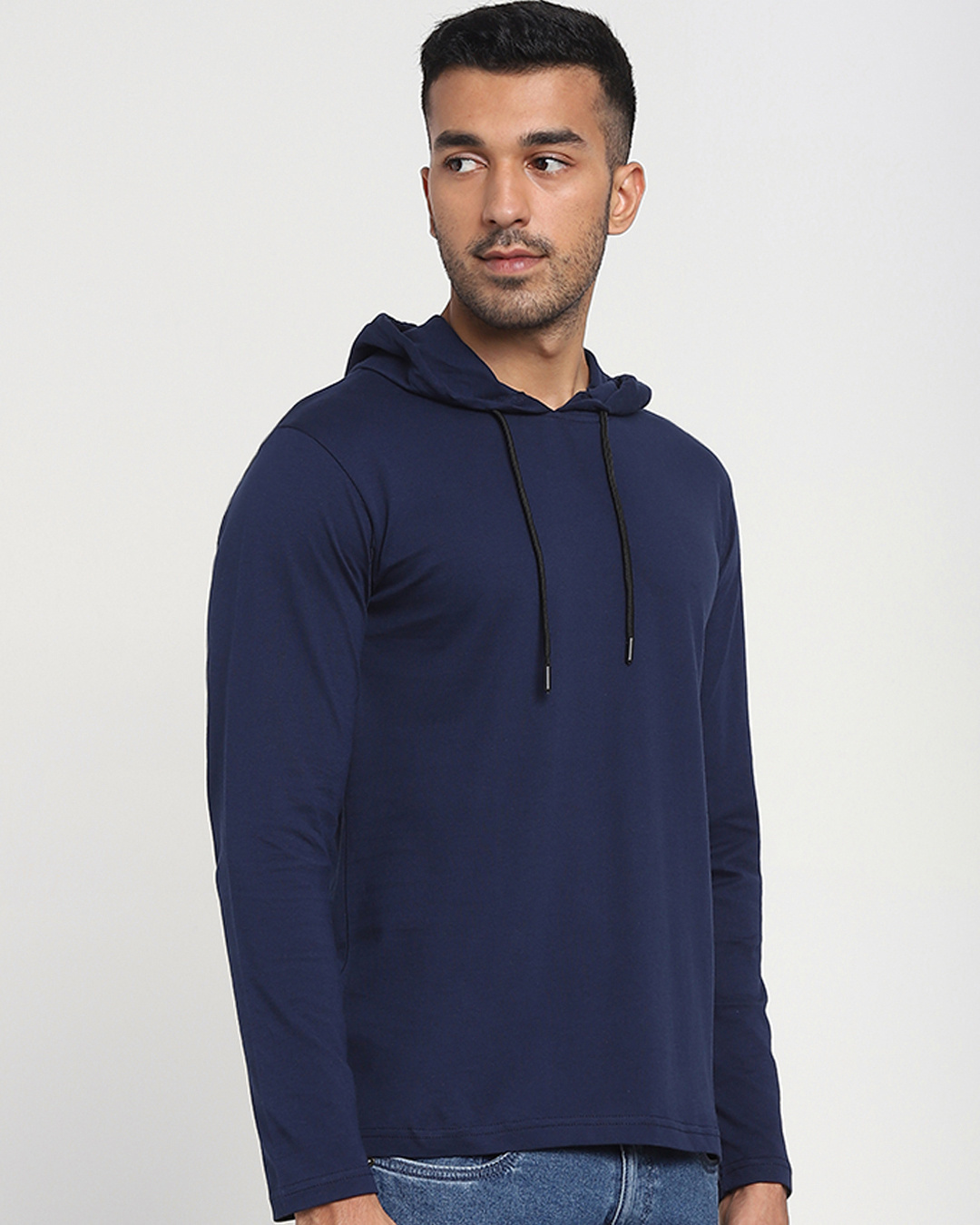 Shop Men's Navy Blue Full Sleeve Hoodie T-shirt-Back