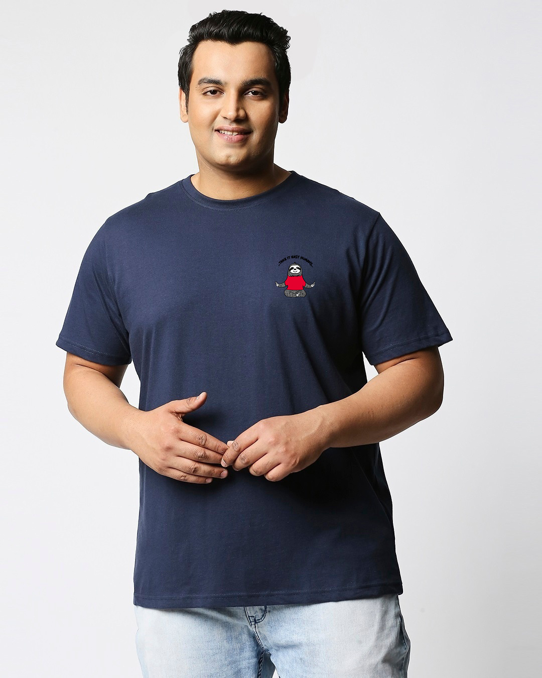Shop Men's Navy Blue Gimme A Break Graphic Printed Plus Size T-shirt-Back