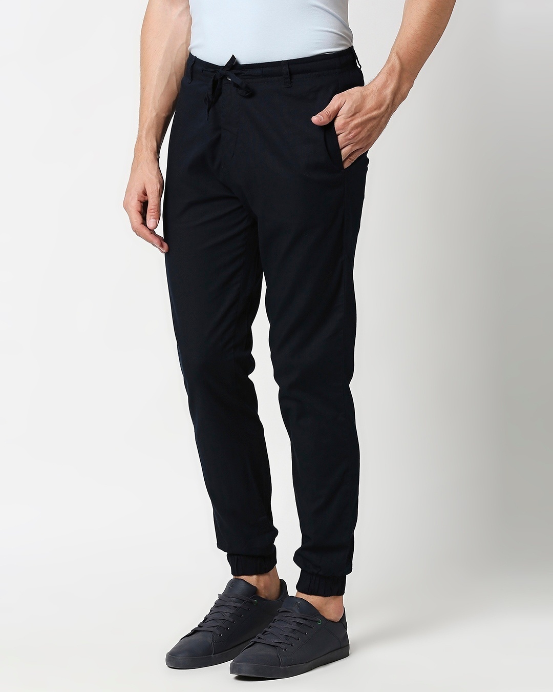 Shop Men's Navy Blue Joggers-Back