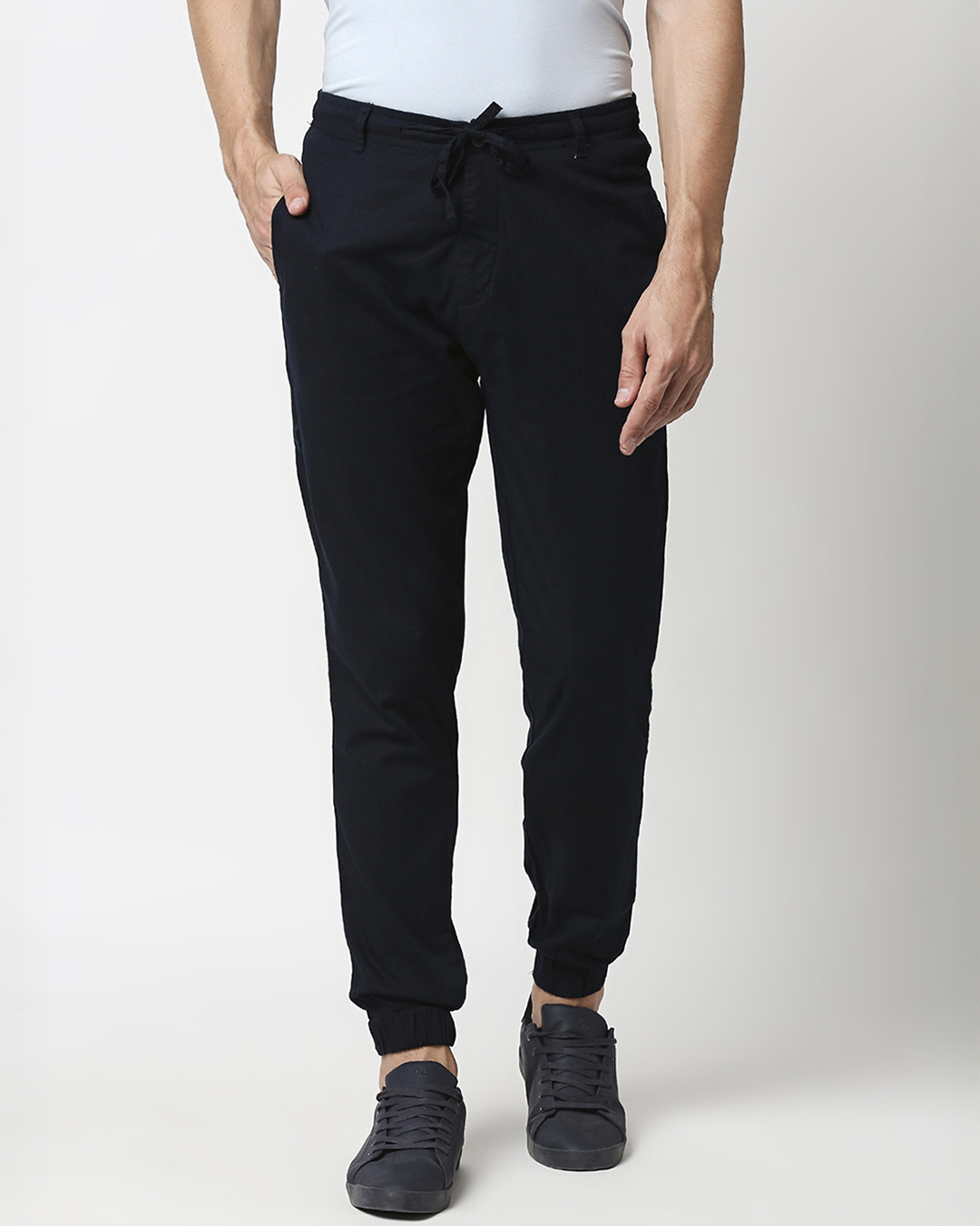 Shop Men's Navy Blue Joggers-Back