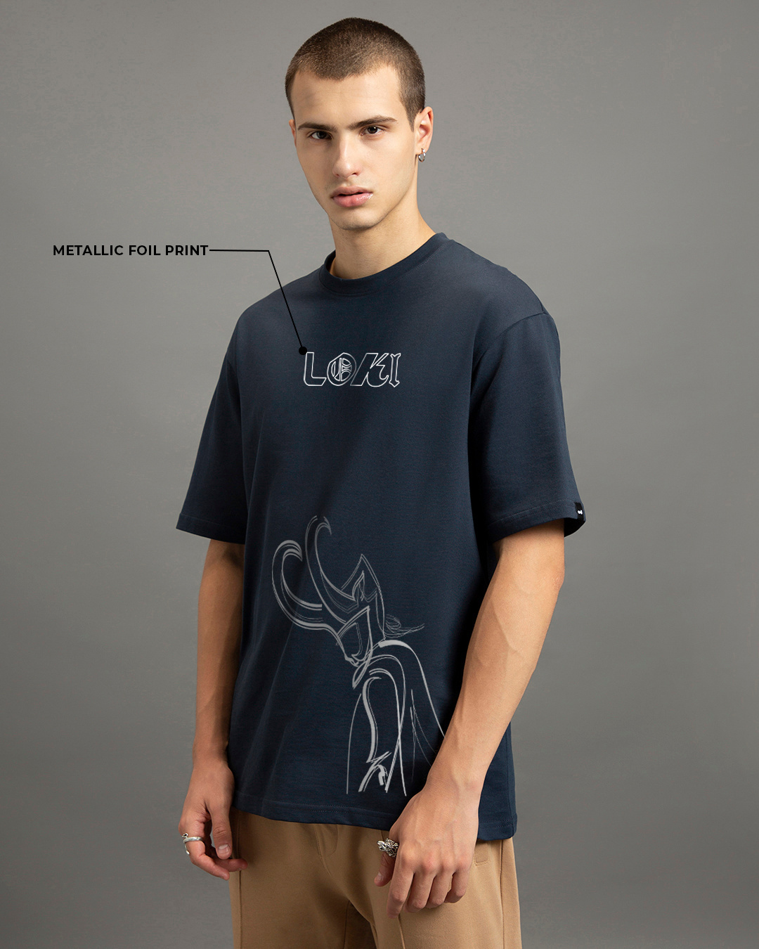 Buy Men's Navy Blue Loki Illusion Graphic Printed Oversized T-shirt ...