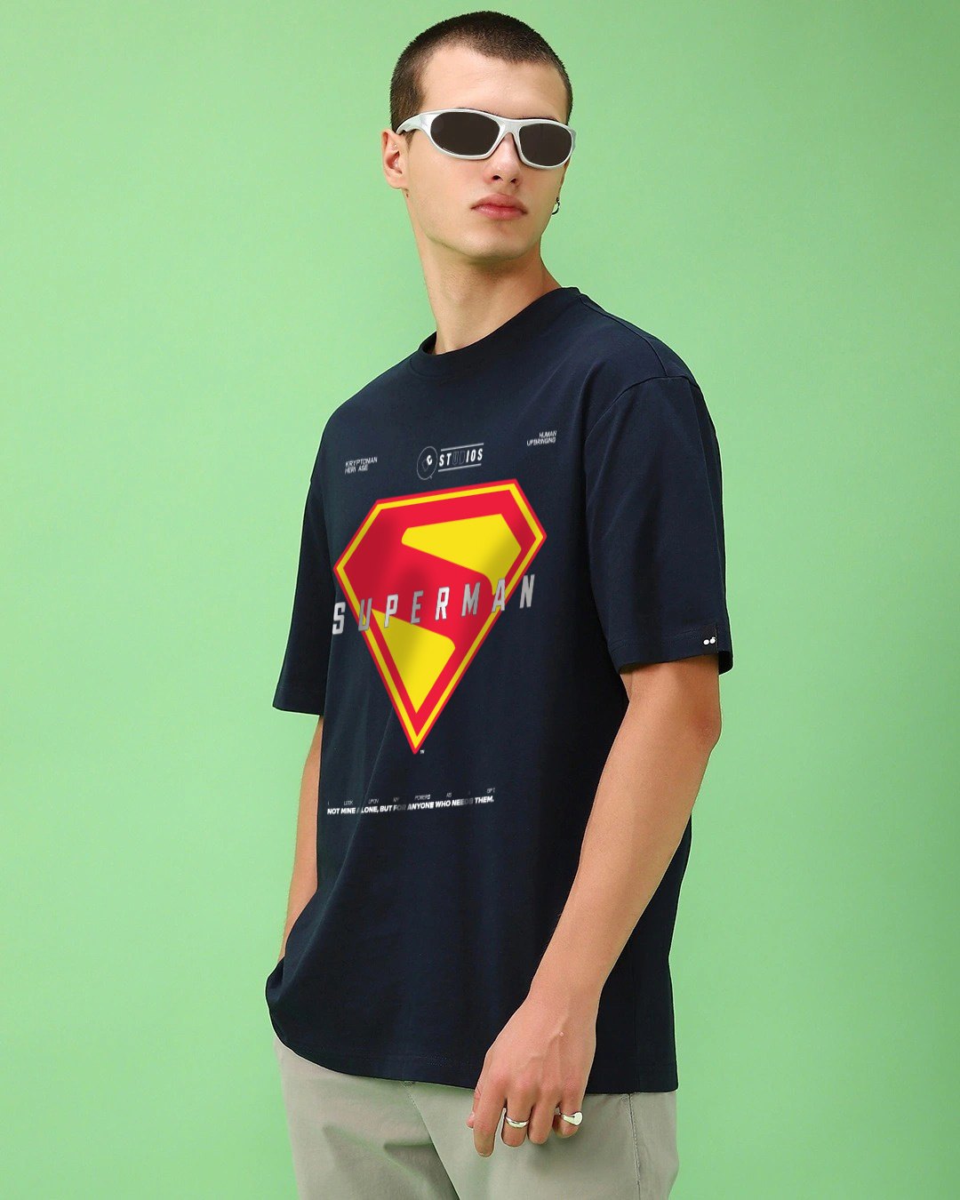 Shop Men's Navy Blue New Gen Graphic Printed Oversized T-shirt-Back