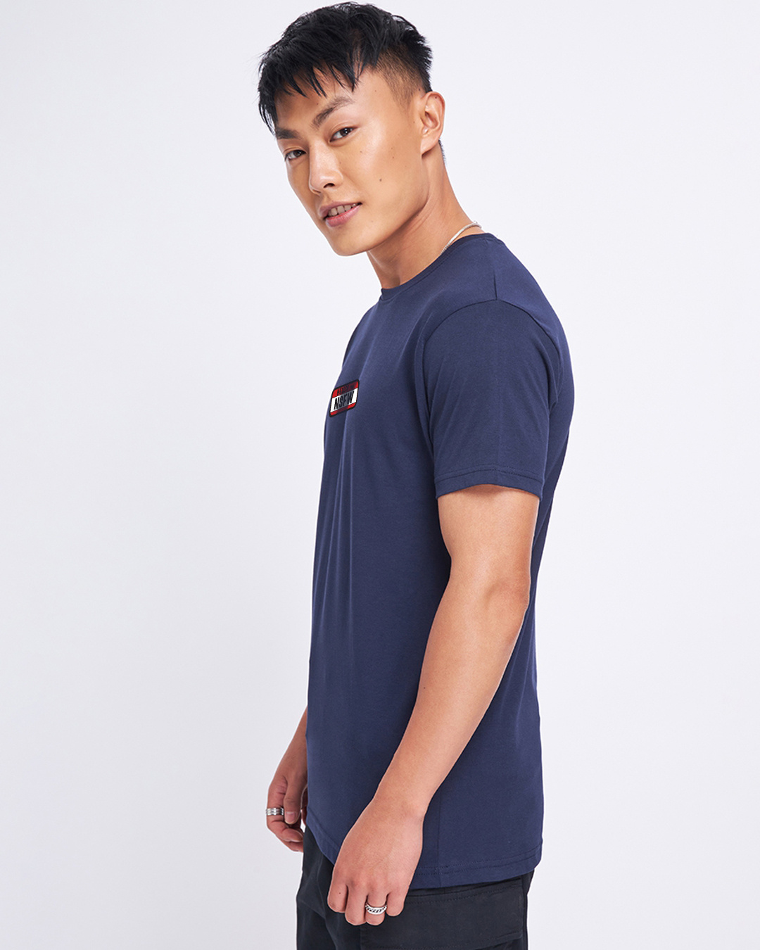 Shop Men's Navy Blue NSFW Typography T-shirt-Back