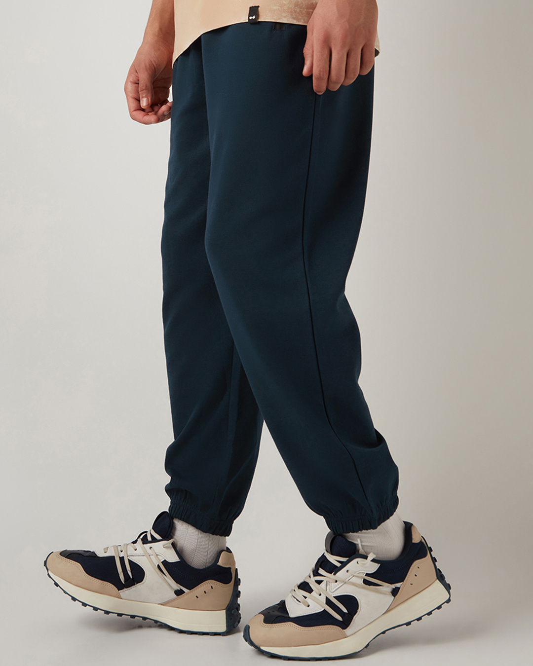 Shop Men's Navy Blue Oversized Joggers-Back