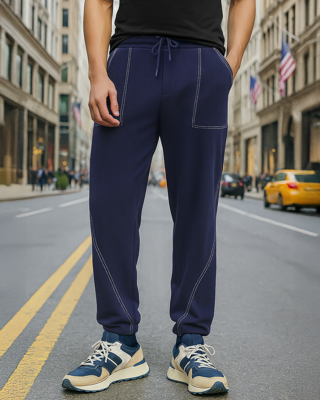 Men's Joggers - Midnight Monstera - Azure Blue