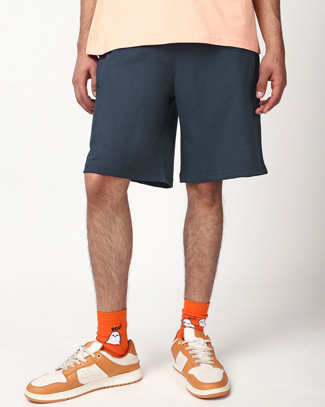 Shop Men's Navy Blue Oversized Shorts-Back