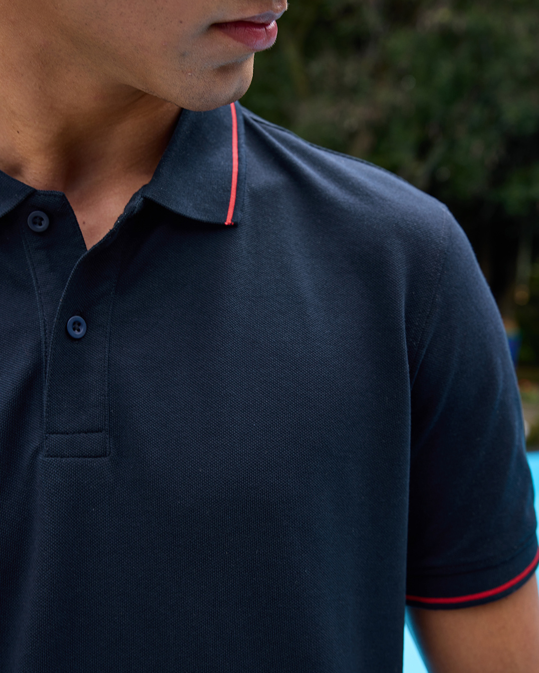 Shop Men's Navy Blue Polo T-shirt-Back