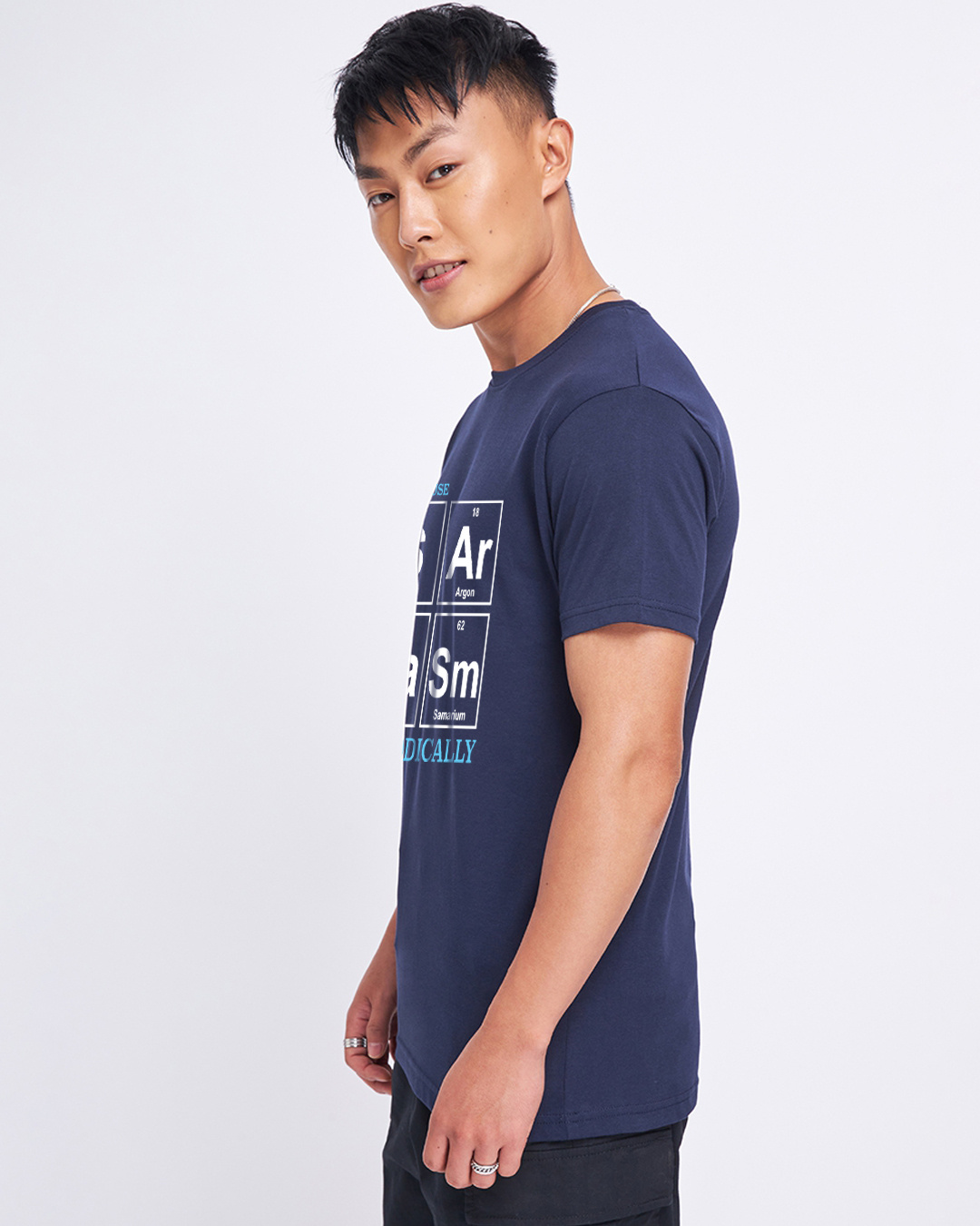 Shop Men's Navy Blue Sargasm Typography T-shirt-Back