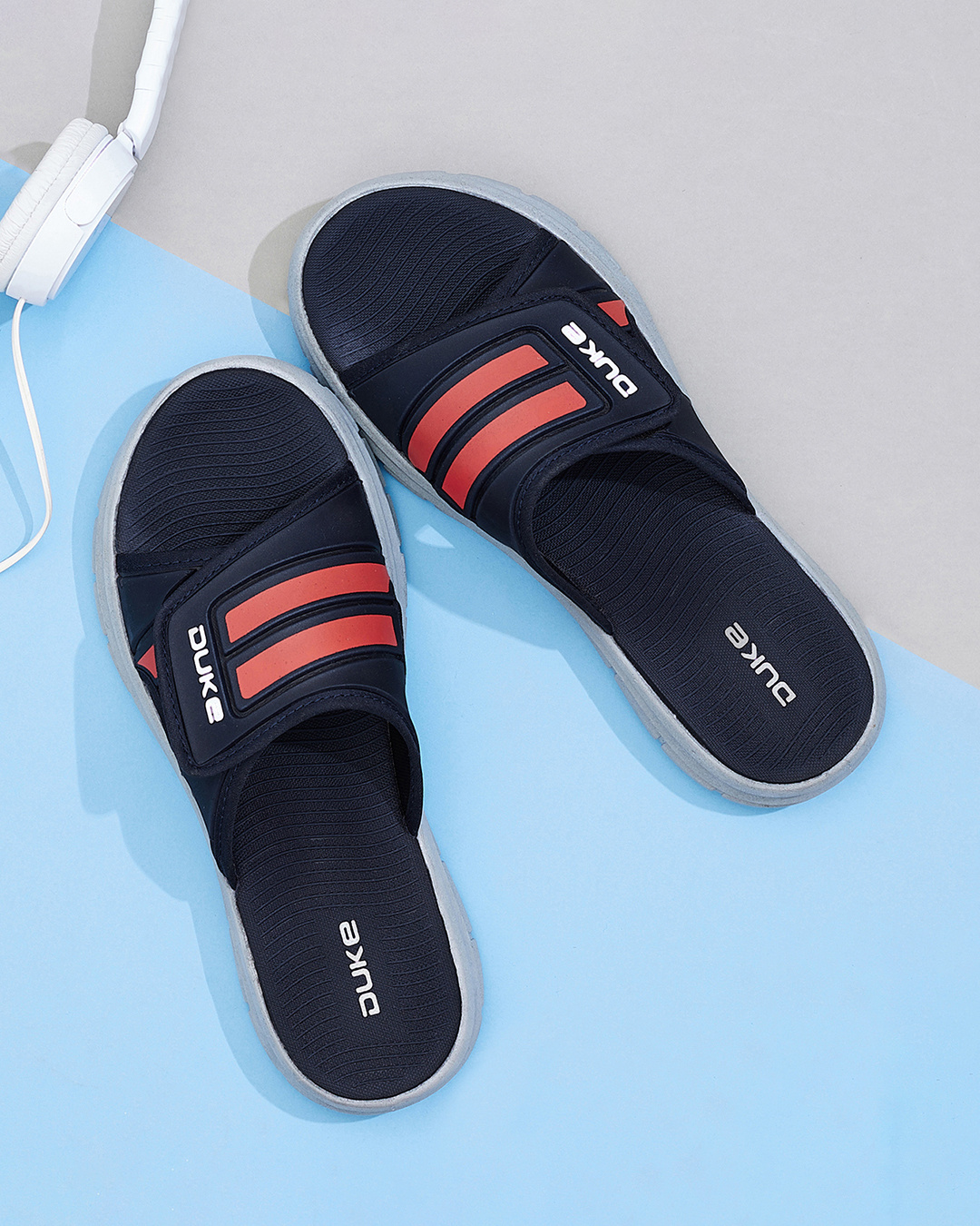 mens navy nike sliders