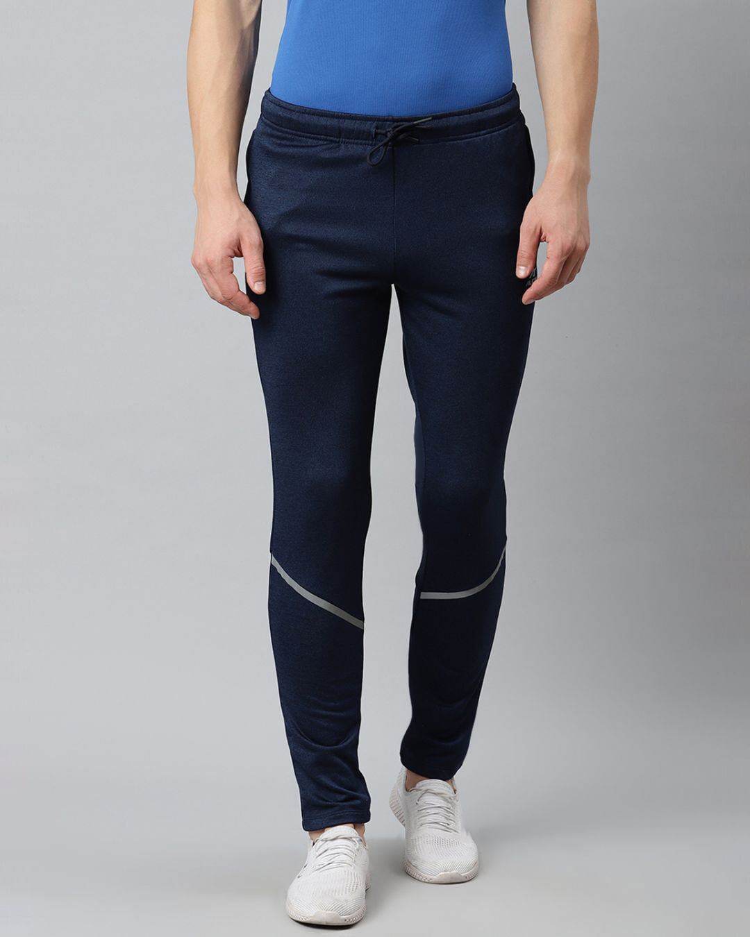 Buy Men's Navy Blue Solid Slim Fit MidRise Track Pants Online at Bewakoof