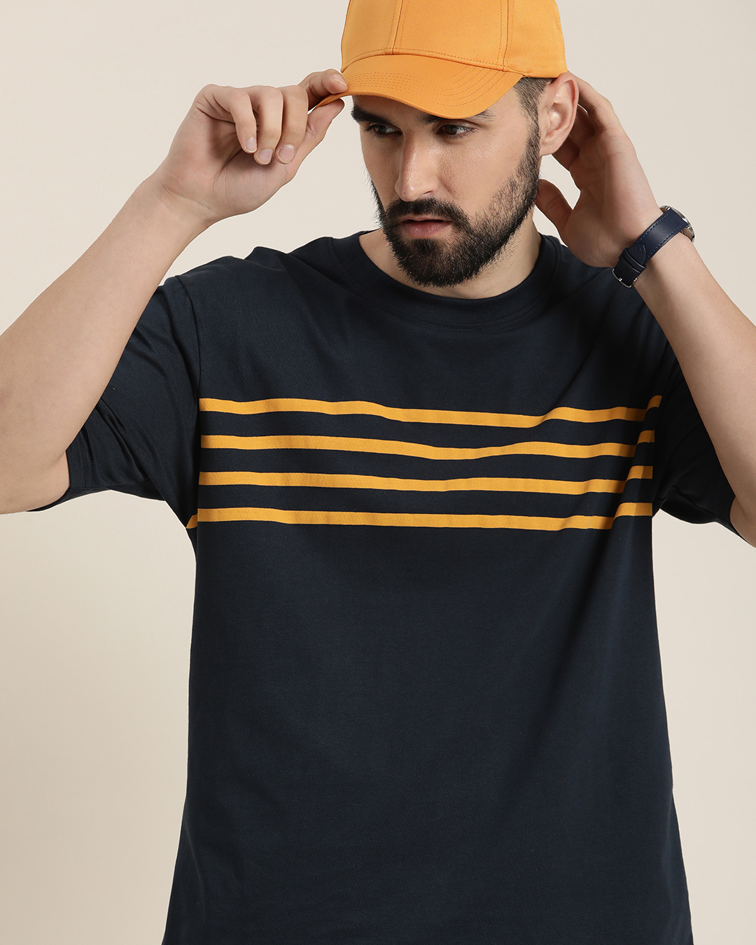 Buy Mens Navy Blue Striped Oversized T Shirt Online At Bewakoof