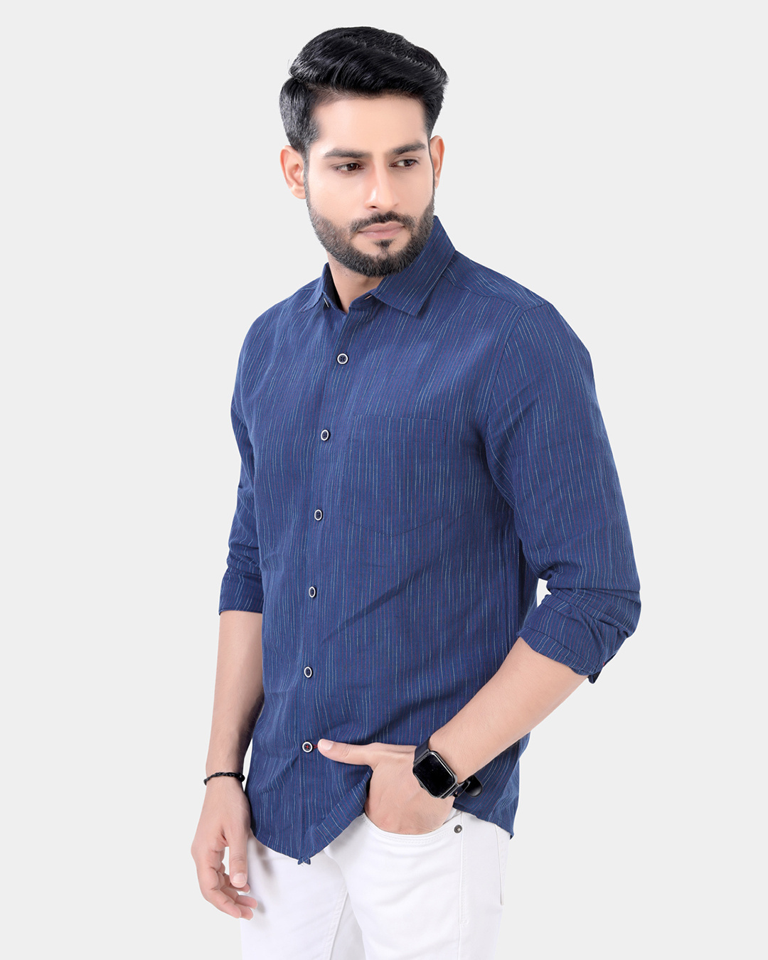 Buy Men's Navy Blue Striped Shirt Online at Bewakoof