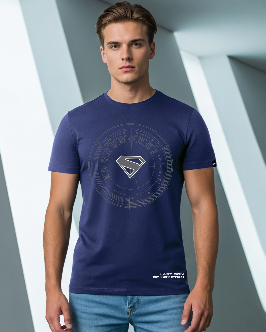 Buy Men's Navy Blue Superman Badge Graphic Printed T-shirt Online at ...