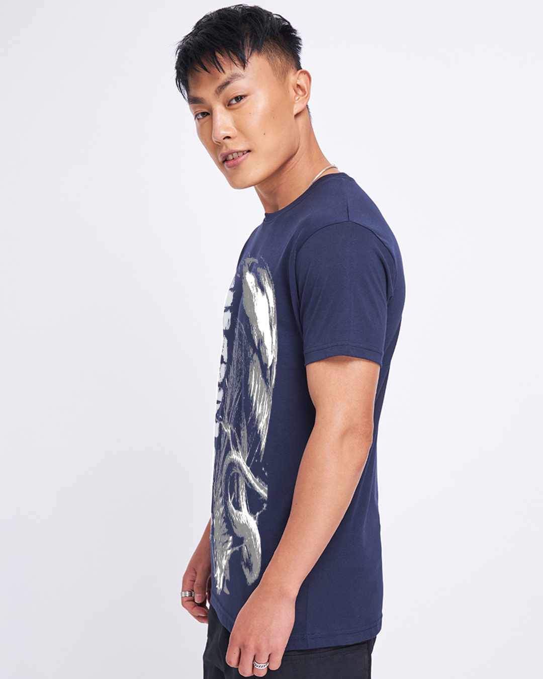 Shop Men's Navy Blue Venom Graphic Printed T-shirt-Back